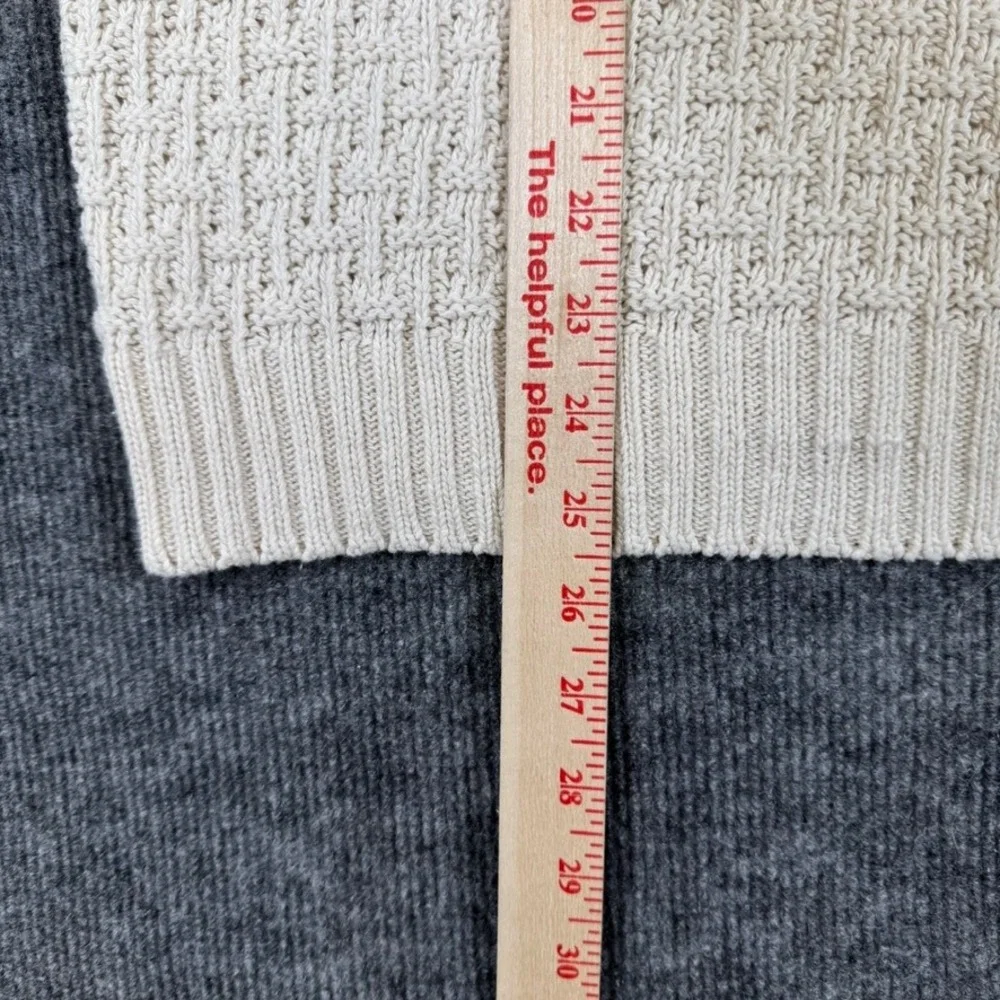 Puritan Mens Cream Basketweave Knit Crewneck Sweater Off White L